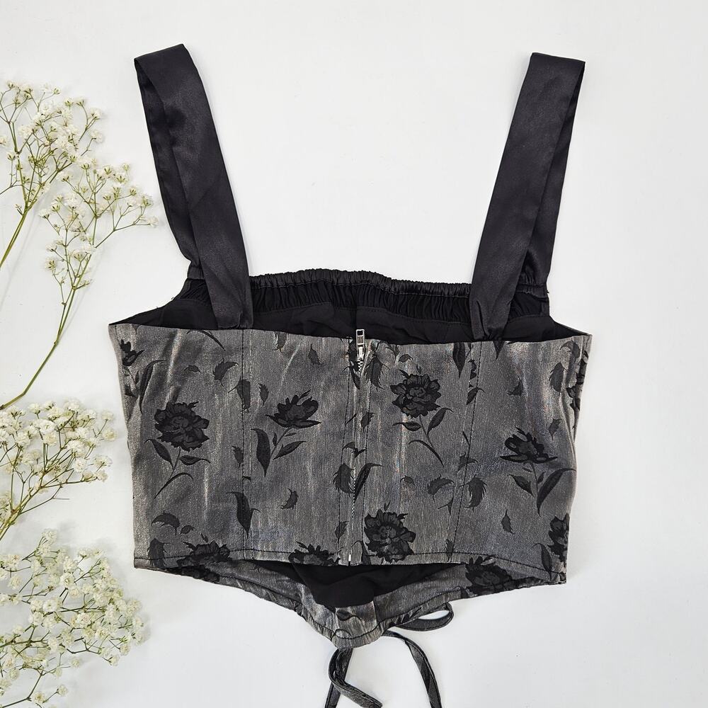 REVOLVE More to Come Celeste Corset Style Tie‎ Front Top in Black XS NEW - Picture 8 of 10